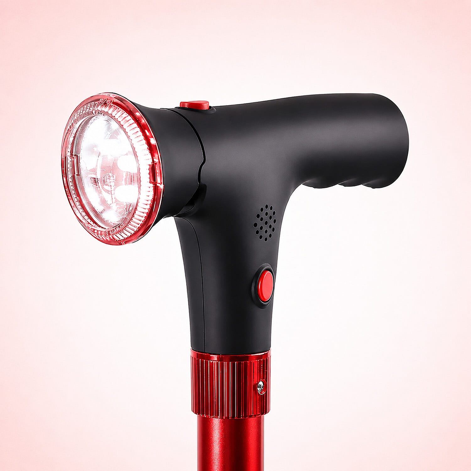 Livmore Red 2 Handles Foldable Smart Easy Up Cane with LED Light