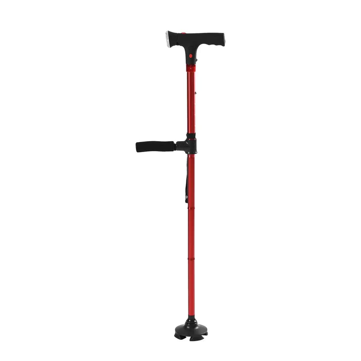 Red 2 Handles Foldable Smart Easy Up Cane with LED Light (2xAAA Batteries Not Included) image number 0