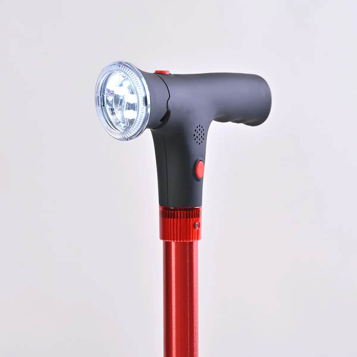 Red 2 Handles Foldable Smart Easy Up Cane with LED Light (2xAAA Batteries Not Included) image number 1