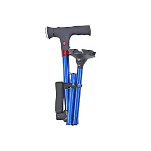 Soulsmart Blue 2 Handles Foldable Smart Easy Up Cane with LED Light