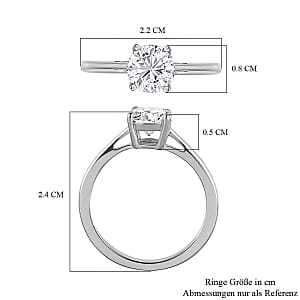 Moissanite 0.92 ctw Ring in Platinum Over Sterling Silver (Size 6.5)