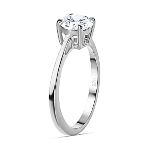 Moissanite 0.92 ctw Ring in Platinum Over Sterling Silver (Size 6.5)