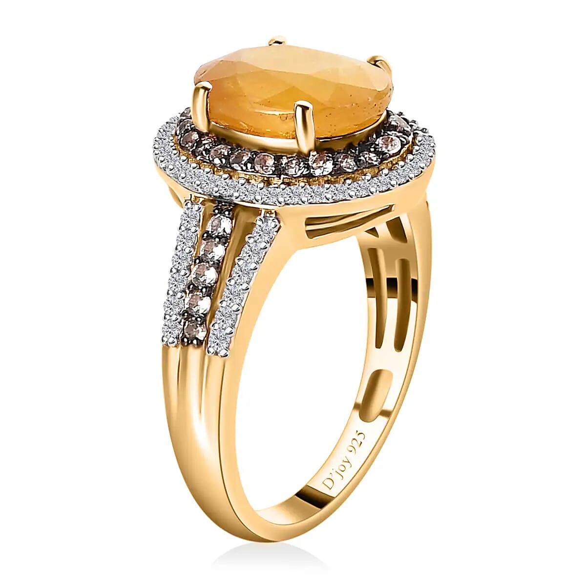 Niassa Ruby (FF), White and Champagne Zircon Ring in Vermeil RG Over Sterling Silver (Size 10.0) 4.30 ctw