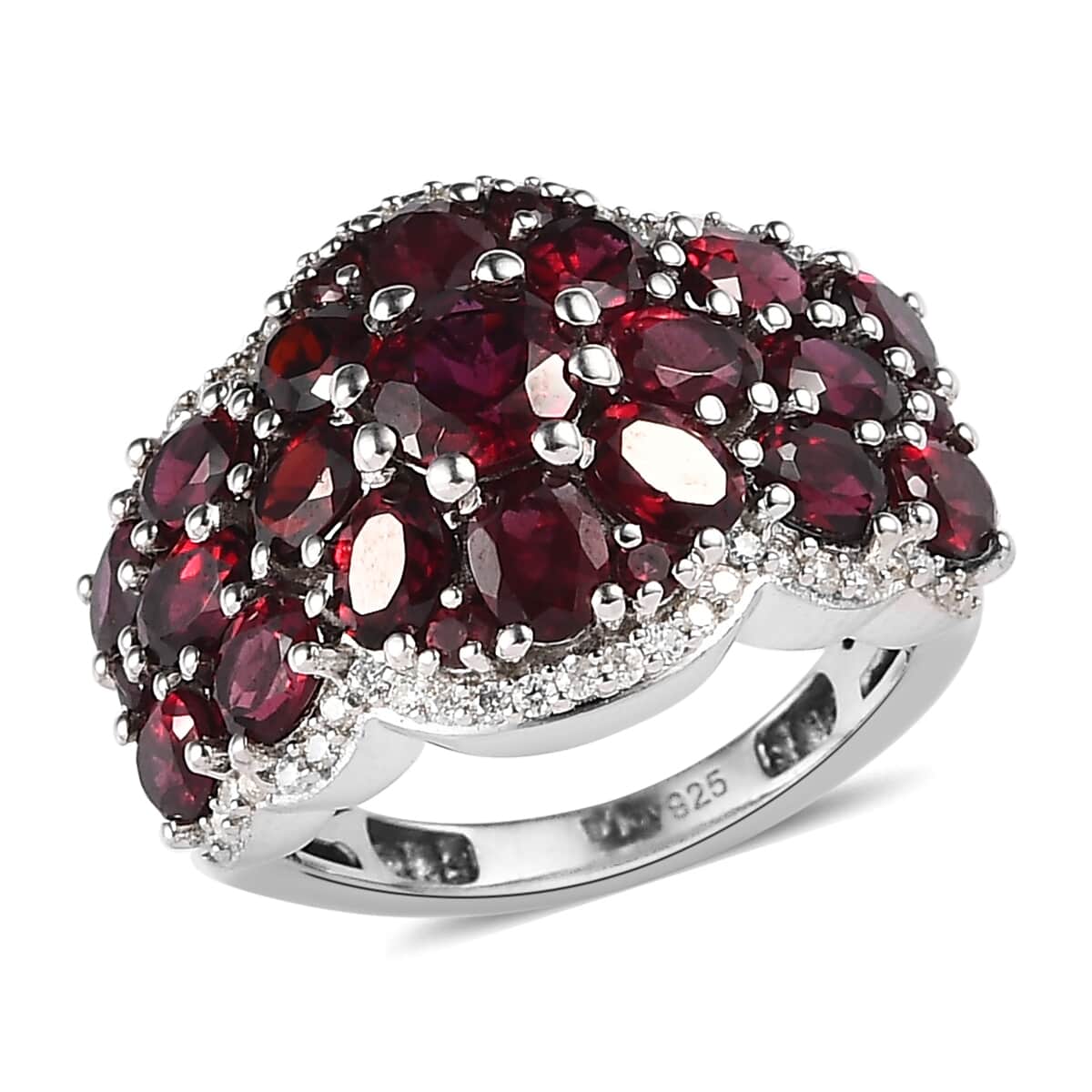 Premium Anthill Garnet and Moissanite Cluster Ring in Platinum Over Sterling Silver 4.65 ctw image number 0