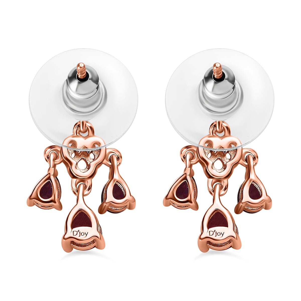 Premium Anthill Garnet and White Zircon Earrings in Vermeil Rose Gold Over Sterling Silver 2.00 ctw