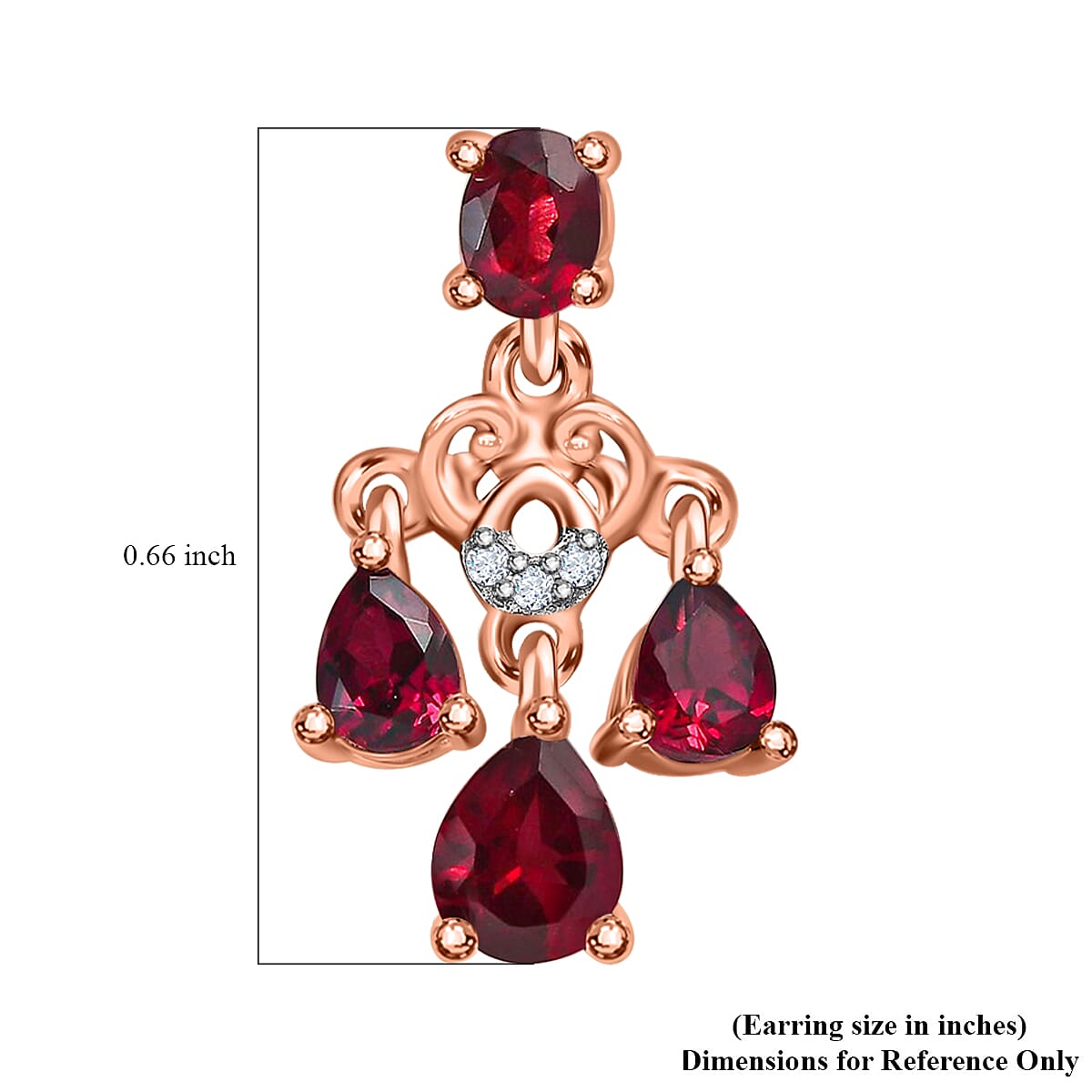 Premium Anthill Garnet and White Zircon Earrings in Vermeil Rose Gold Over Sterling Silver 2.00 ctw image number 4