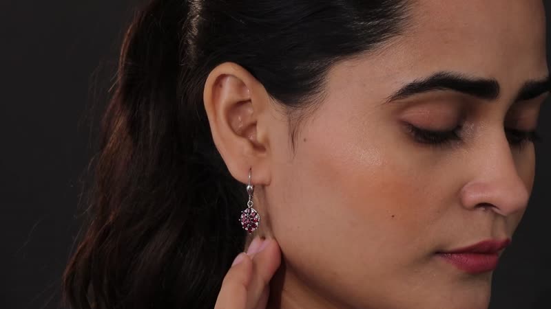 Anthill Garnet and White Zircon Lever Back Earrings in Platinum Over Sterling Silver 1.80 ctw