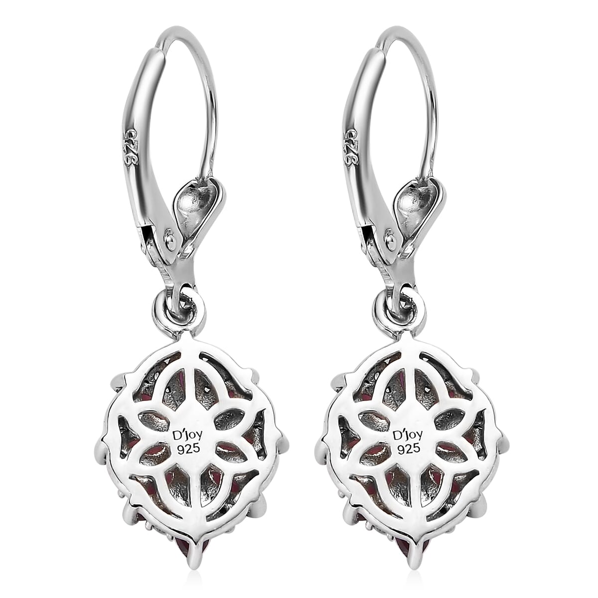 Anthill Garnet and White Zircon Lever Back Earrings in Platinum Over Sterling Silver 1.80 ctw image number 3