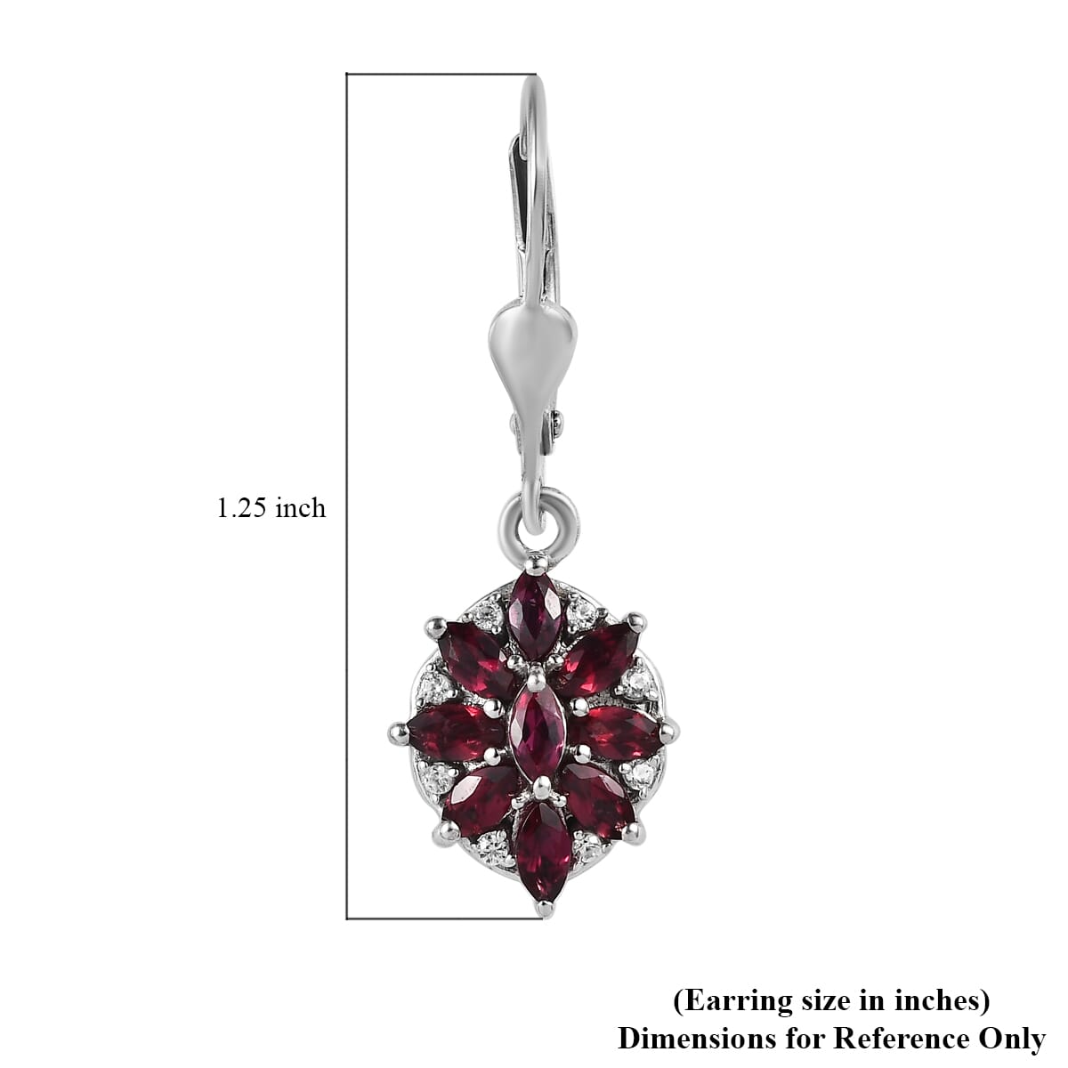 Anthill Garnet and White Zircon Lever Back Earrings in Platinum Over Sterling Silver 1.80 ctw image number 4