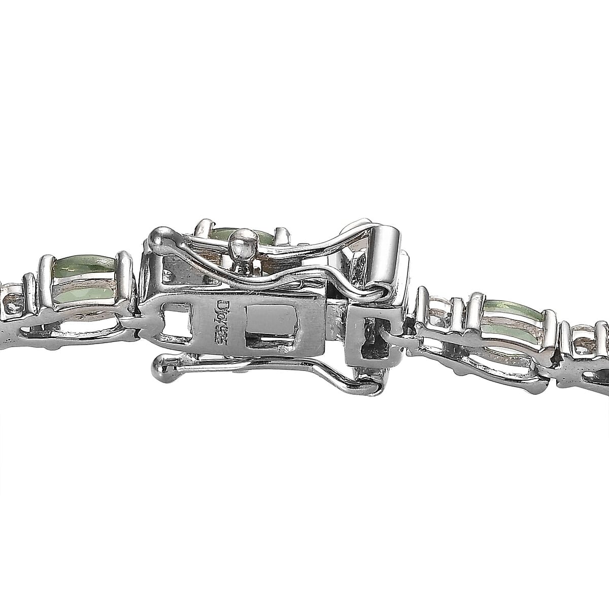 Tanzanian Natural Green Apatite and Moissanite Tennis Bracelet in Platinum Over Sterling Silver (7.25 In) 7.15 ctw image number 3