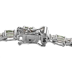 Tanzanian Natural Green Apatite and Moissanite Tennis Bracelet in Platinum Over Sterling Silver (7.25 In) 7.15 ctw