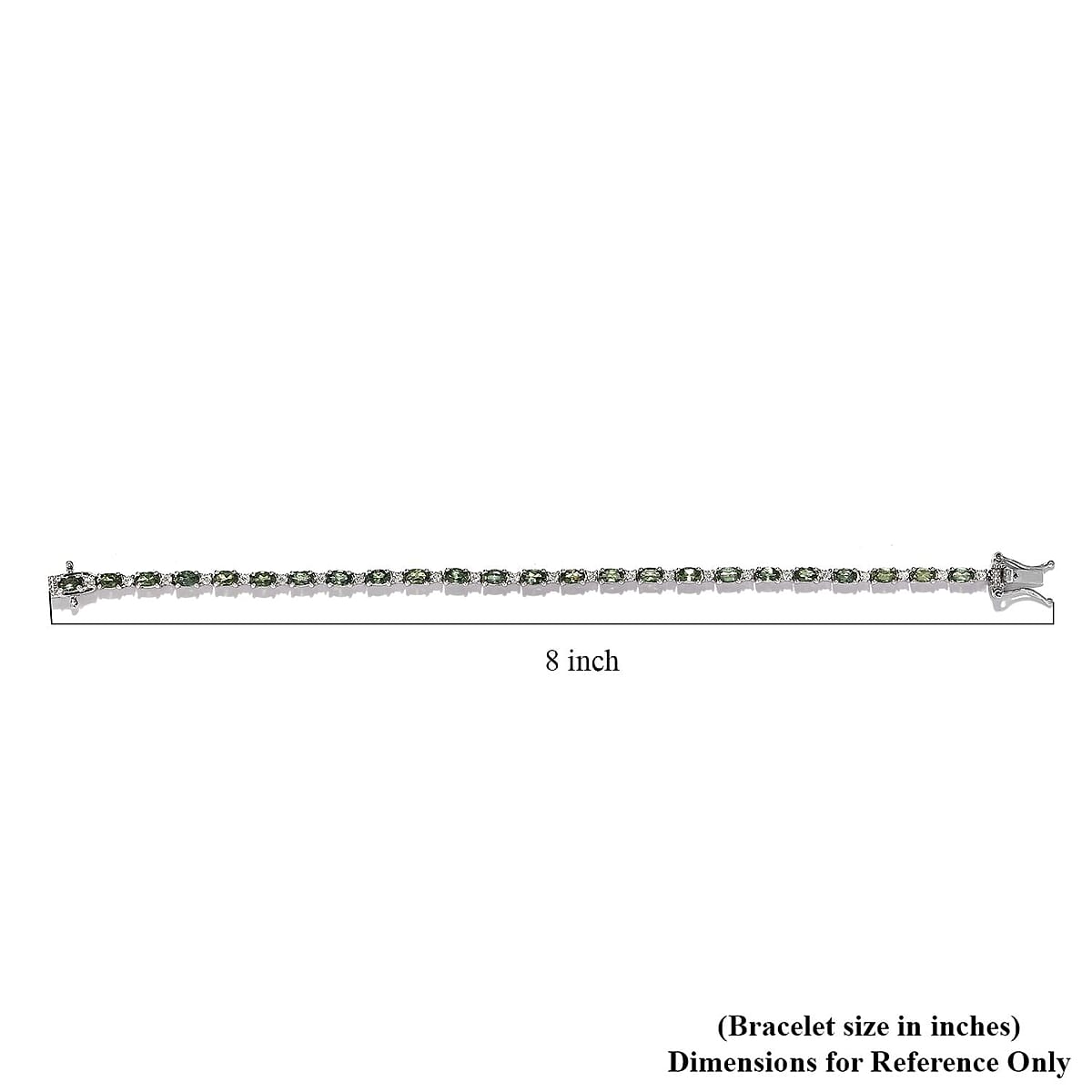 Tanzanian Natural Green Apatite and Moissanite Tennis Bracelet in Platinum Over Sterling Silver (7.25 In) 7.15 ctw image number 4