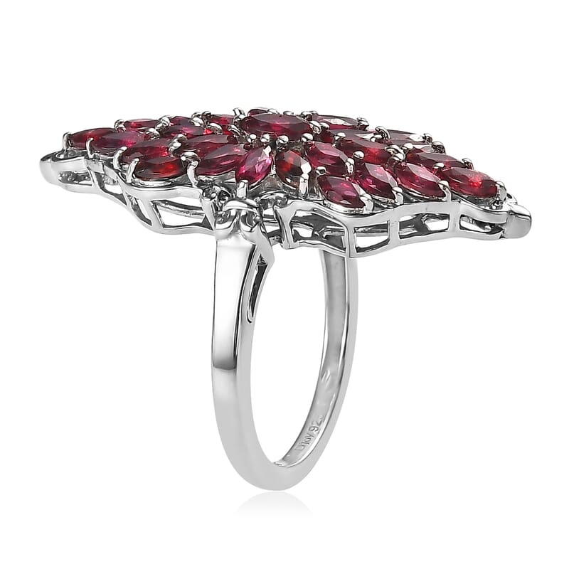 Premium Anthill Garnet Elongated Ring in Platinum Over Sterling Silver (Size 10.0) 2.60 ctw
