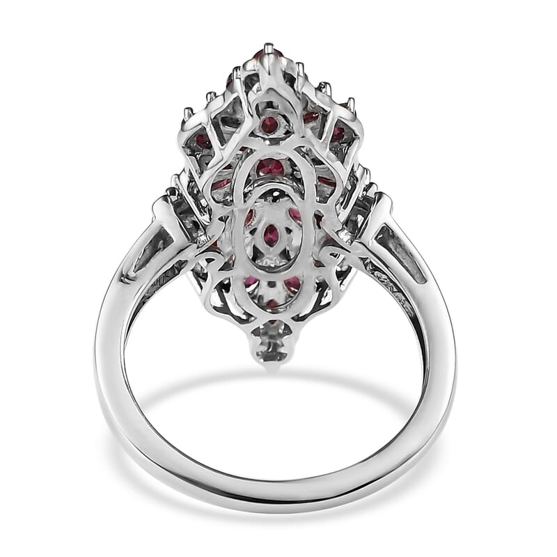 Premium Anthill Garnet Elongated Ring in Platinum Over Sterling Silver (Size 10.0) 2.60 ctw