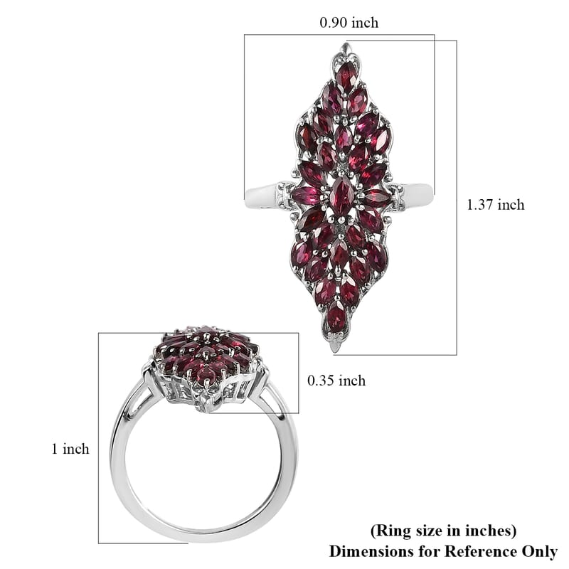 Premium Anthill Garnet Elongated Ring in Platinum Over Sterling Silver (Size 10.0) 2.60 ctw