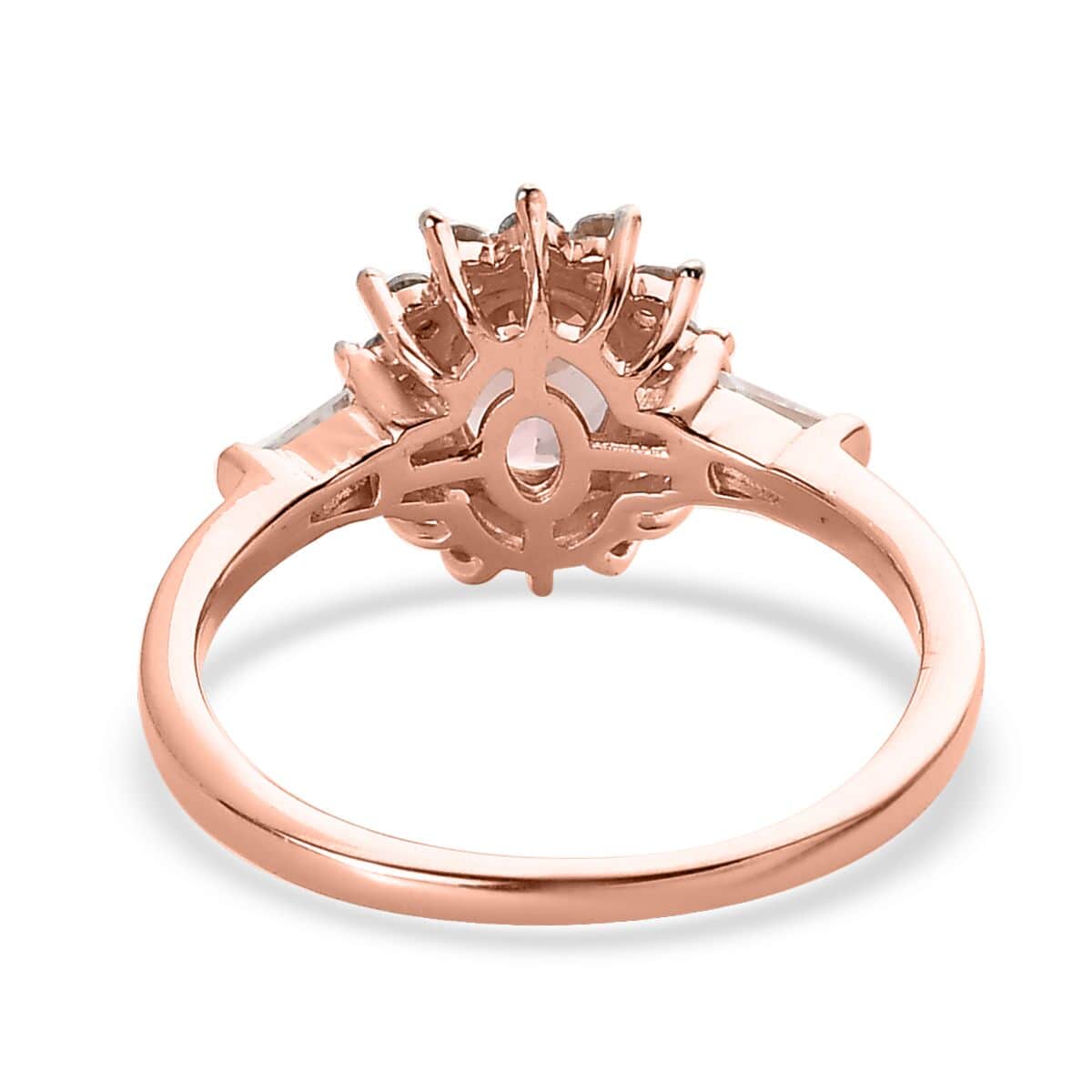 Blush Tourmaline and White Zircon Sunburst Ring in Vermeil Rose Gold Over Sterling Silver (Size 10.0) 1.50 ctw image number 4