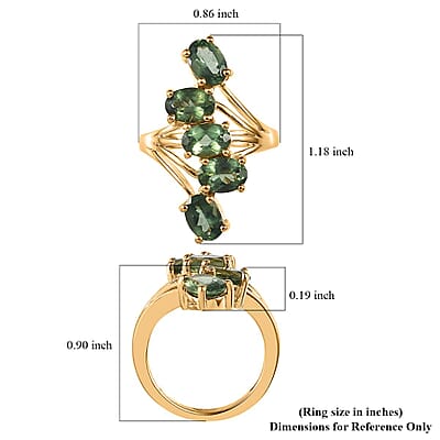 Tanzanian Natural Green Apatite 5 Stone Ring in Vermeil Yellow Gold Over Sterling Silver (Size 7.0) 3.90 ctw