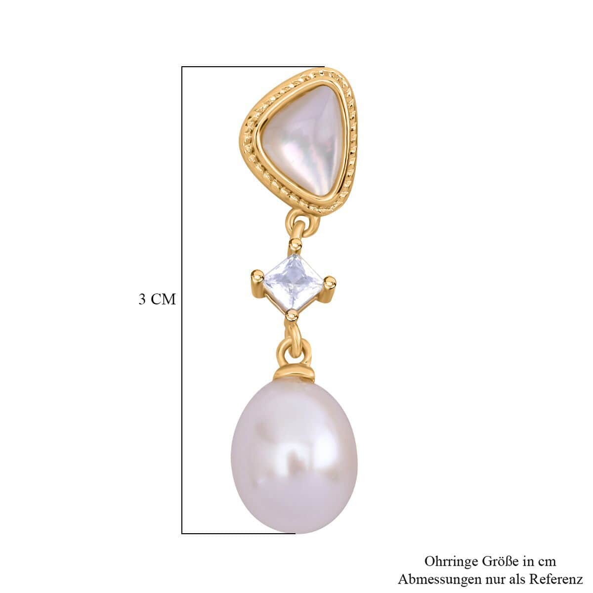 Freshwater Pearl and Multi Gemstone Earrings in Goldtone 0.30 ctw image number 4