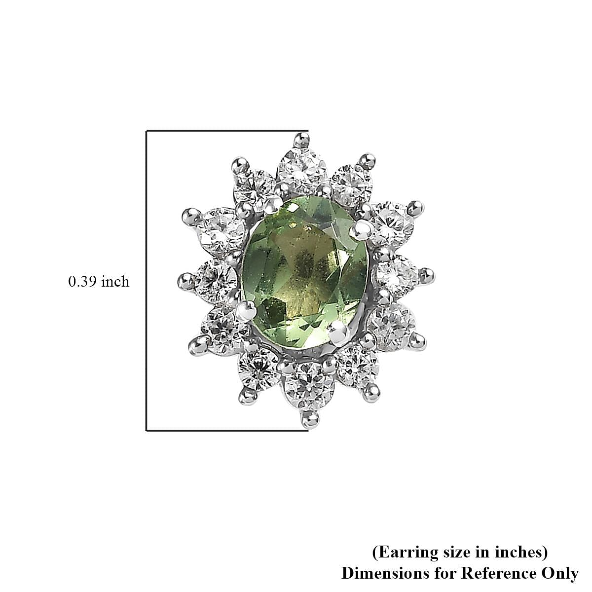 Tanzanian Natural Green Apatite and White Zircon Jacket Earrings in Platinum Over Sterling Silver 1.20 ctw