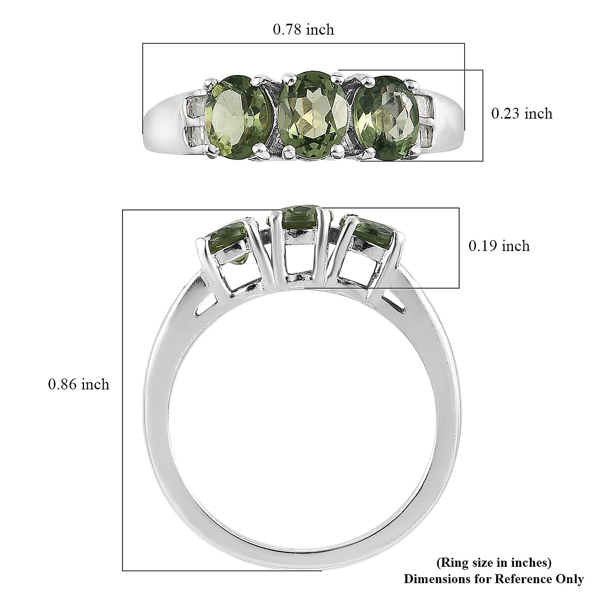 Tanzanian Natural Green Apatite and Diamond 3 Stone Ring in Platinum Over Sterling Silver (Size 8.0) 1.15 ctw image number 5