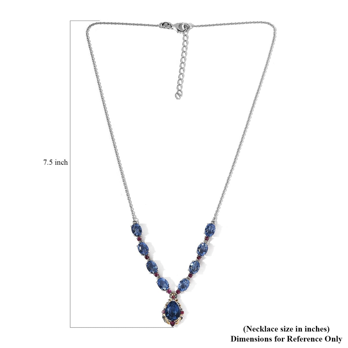 Color Change Fluorite (IR) and Orissa Rhodolite Garnet Necklace 18-20 Inches in Vermeil Yellow Gold and Platinum Over Sterling Silver 16.65 ctw image number 5
