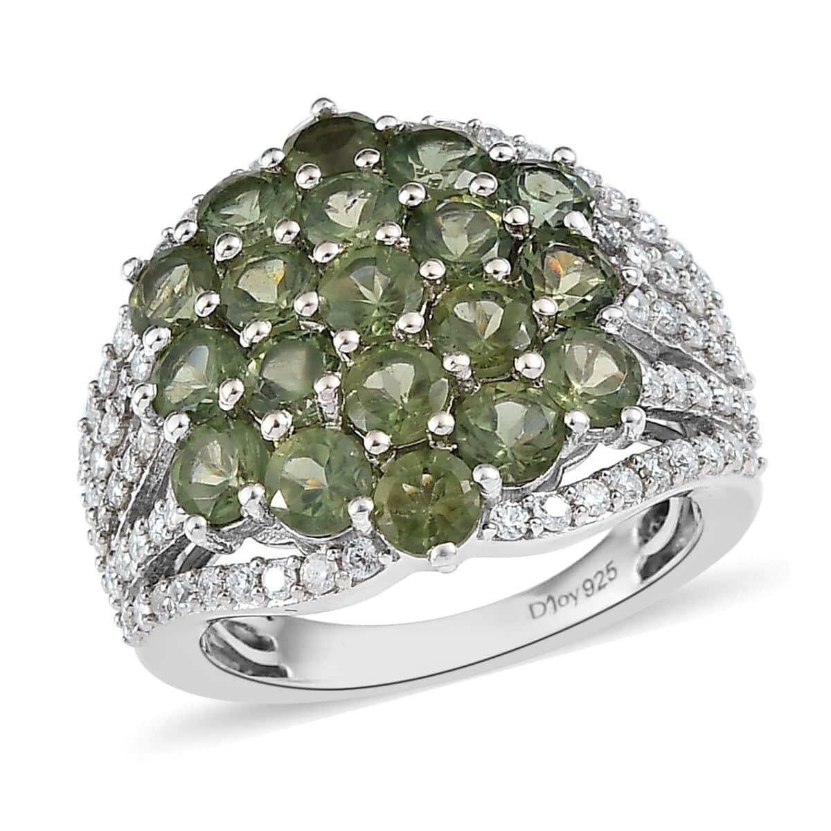 Green Apatite and Moissanite Ring in Platinum Over Sterling Silver (Size 10.0) 4.35 ctw image number 0