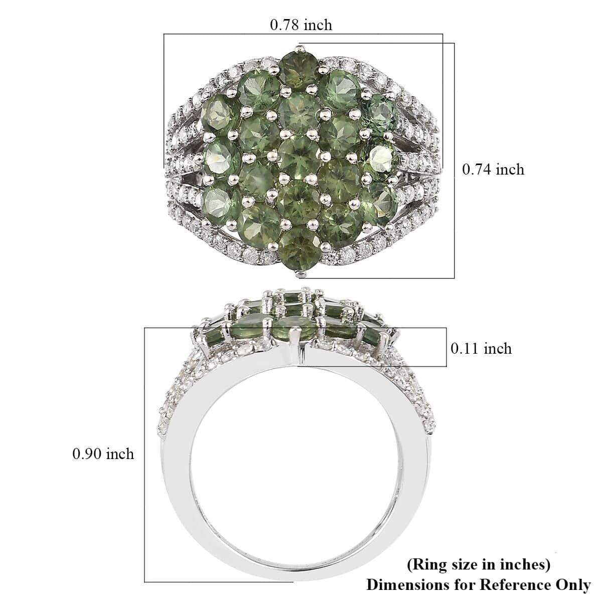 Green Apatite and Moissanite Ring in Platinum Over Sterling Silver (Size 10.0) 4.35 ctw image number 5