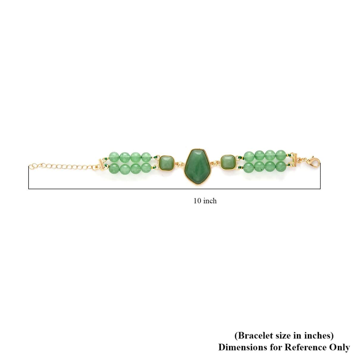 Green Aventurine Two Row Beaded Bracelet in Goldtone (7-9In) 118.00 ctw image number 2