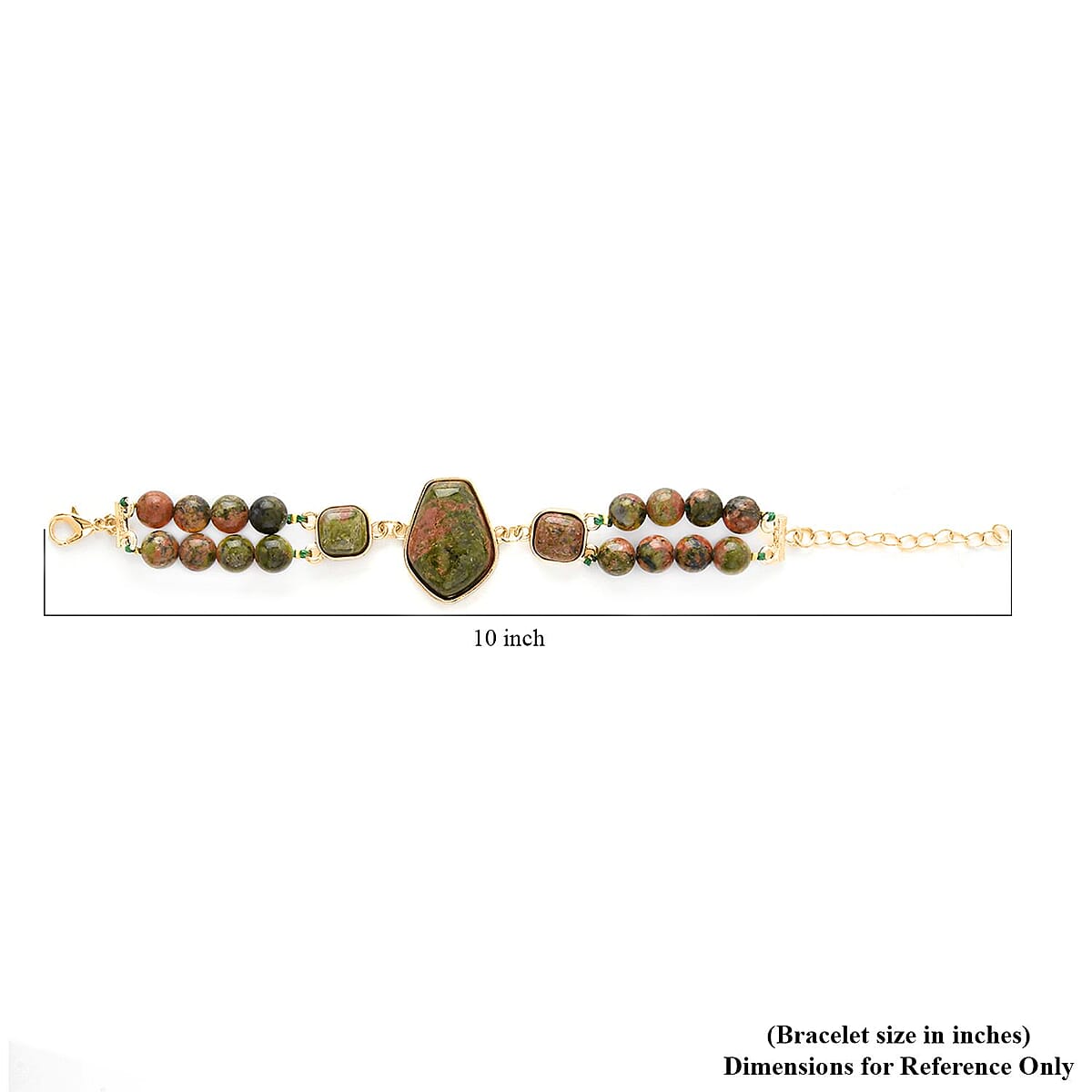 Unakite Two Row Beaded Bracelet in Goldtone (7-9In) 118.00 ctw image number 2