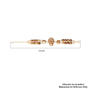 Picture Jasper Two Row Beaded Bracelet in Goldtone (7-9In) 118.00 ctw