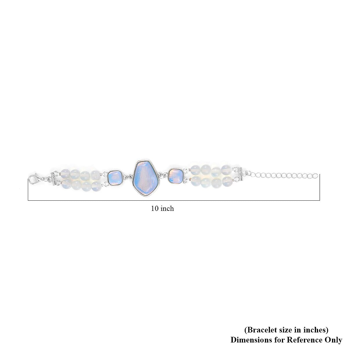 Opalite Two Row Beaded Bracelet in Silvertone (7-9In) 118.00 ctw image number 2