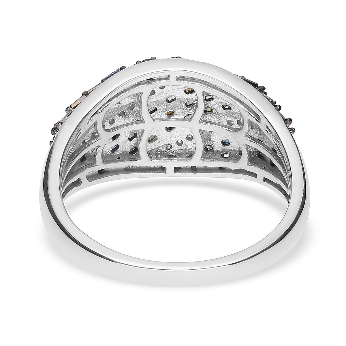 Multi Diamond 1.00 ctw Ring in Platinum Over Sterling Silver (Size 7.0) 
