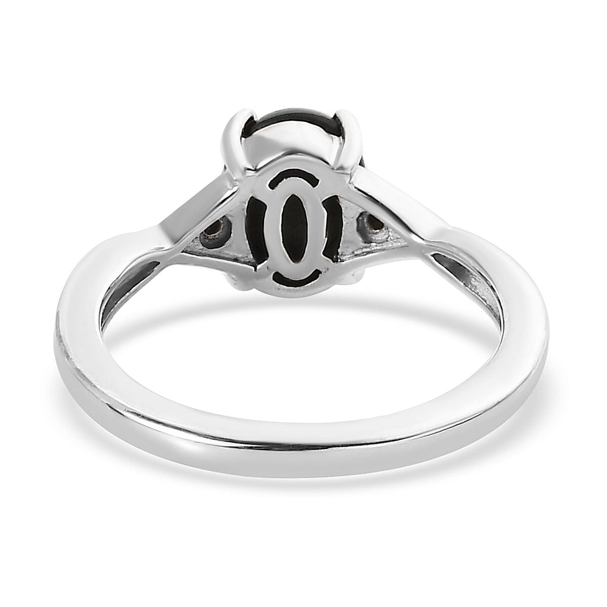 Bankacha Natural Black Star Sapphire and Malgache Neon Apatite Ring in Platinum Over Sterling Silver 2.15 ctw image number 4
