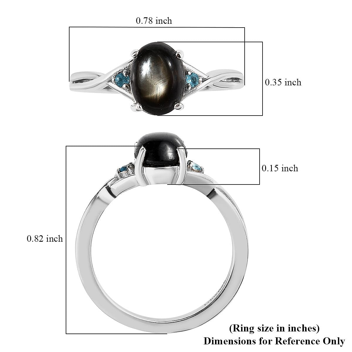Bankacha Natural Black Star Sapphire and Malgache Neon Apatite Ring in Platinum Over Sterling Silver 2.15 ctw image number 5