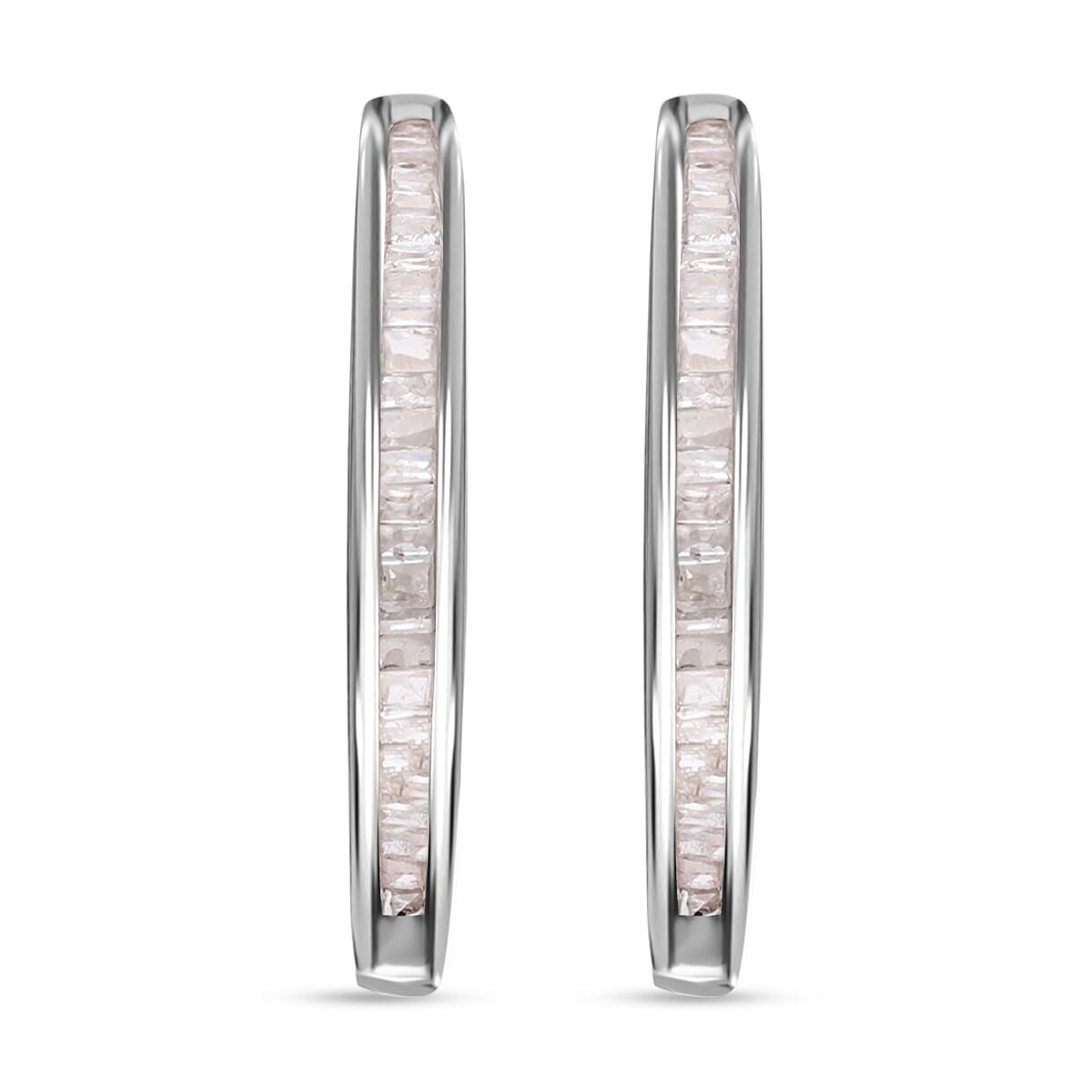 Diamond 0.55 ctw Hoop Earrings in Platinum Over Sterling Silver  image number 0