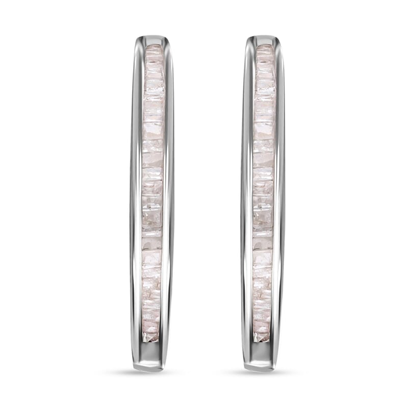 D'Joy Diamond 0.55 ctw Hoop Earrings in Platinum Over Sterling Silver