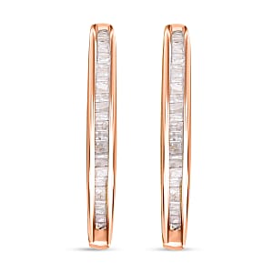 Diamond 0.55 ctw Hoop Earrings in Vermeil Rose Gold Over Sterling Silver 