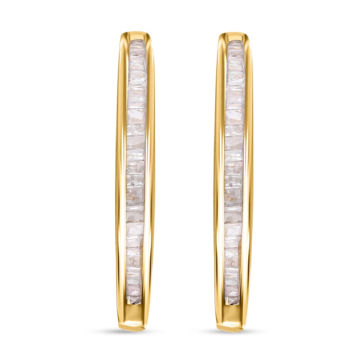 Diamond 0.55 ctw Hoop Earrings in Vermeil Yellow Gold Over Sterling Silver  image number 0
