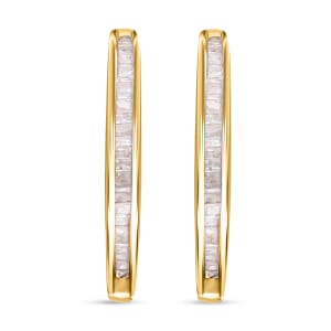 Diamond 0.55 ctw Hoop Earrings in Vermeil Yellow Gold Over Sterling Silver 