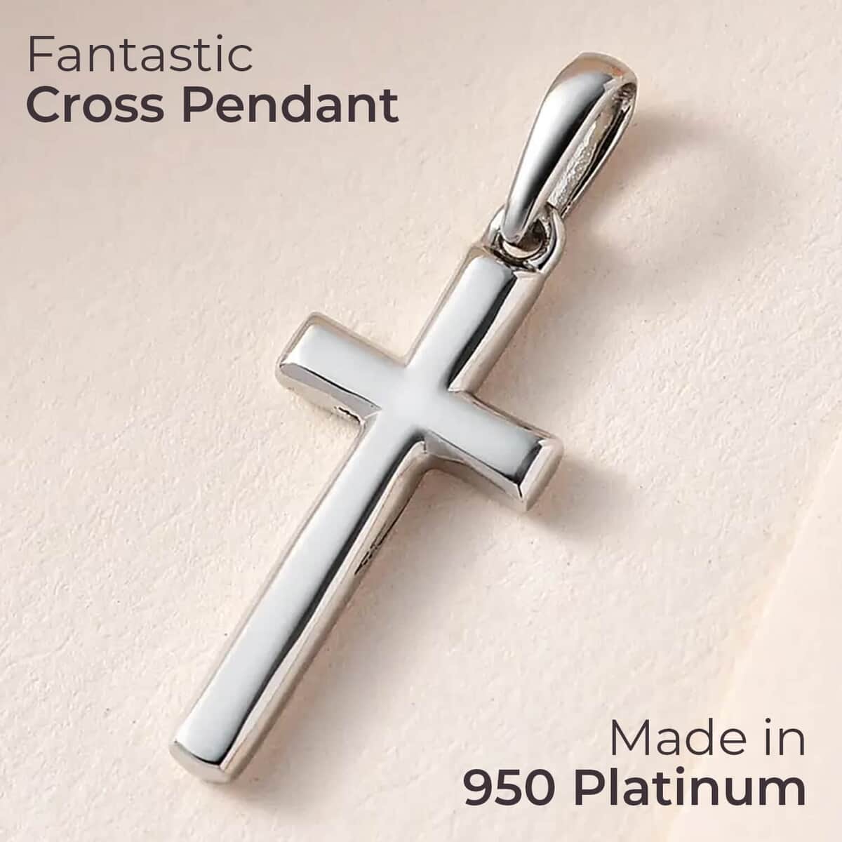 950 Platinum Cross Pendant, 950 Platinum Pendant, Plain Metal Jewelry, Cross Jewelry, Birthday Gifts 1.80 Grams image number 1