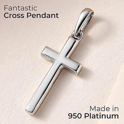 950 Platinum Cross Pendant, 950 Platinum Pendant, Plain Metal Jewelry, Cross Jewelry, Birthday Gifts 1.80 Grams