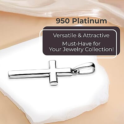 950 Platinum Cross Pendant, 950 Platinum Pendant, Plain Metal Jewelry, Cross Jewelry, Birthday Gifts 1.80 Grams