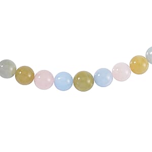 Multi Beryl, Mozambique Garnet and Simulated Diamond Beaded  330.10 ctw Necklace in Rhodium Over Sterling Silver 20-22 Inches