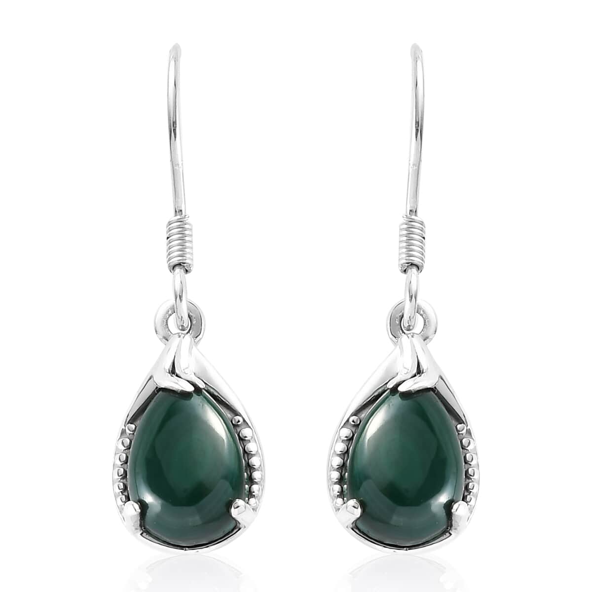 African Malachite Drop Earrings in Platinum Over Sterling Silver 5.60 ctw image number 0