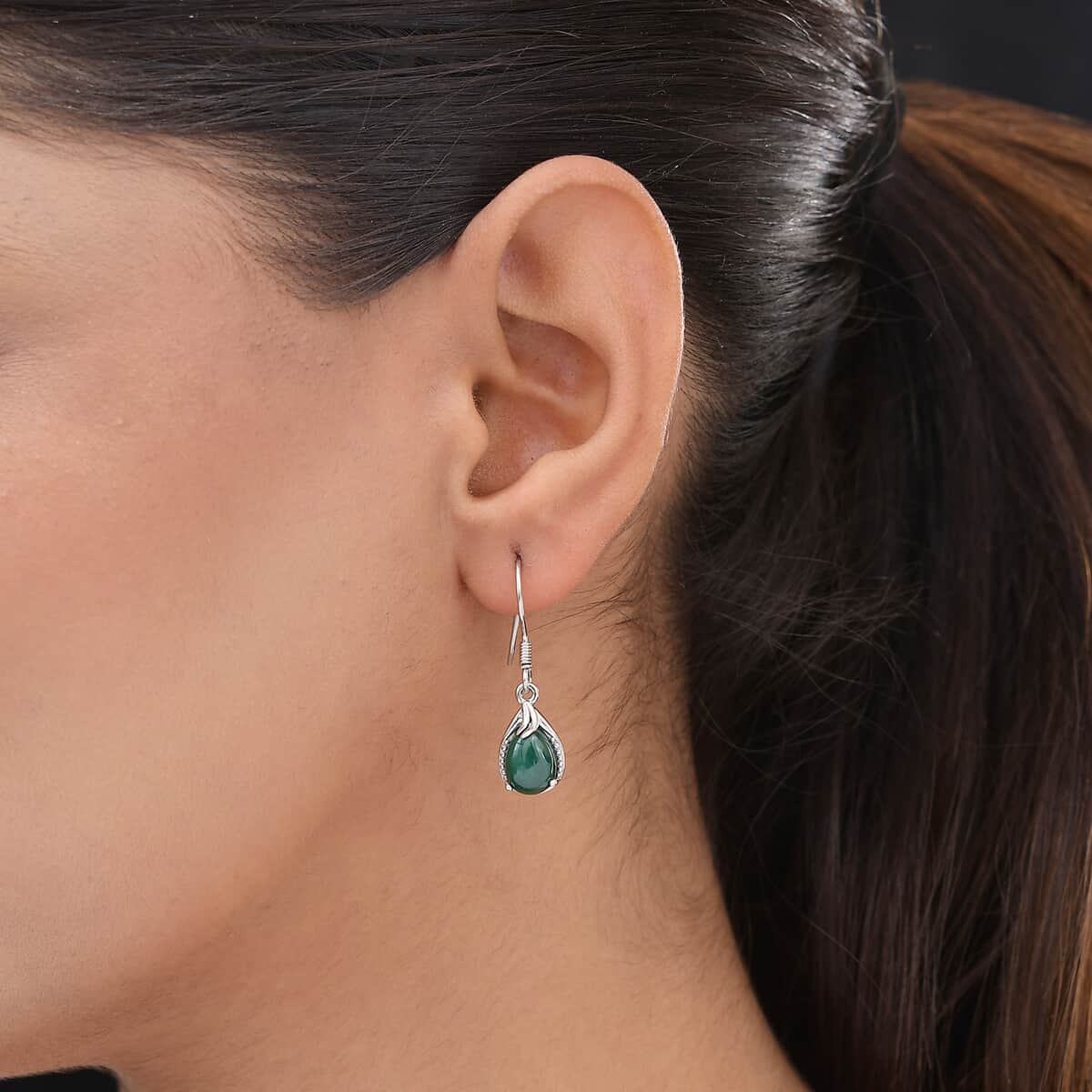 African Malachite Earrings in Platinum Over Sterling Silver 5.60 ctw image number 1