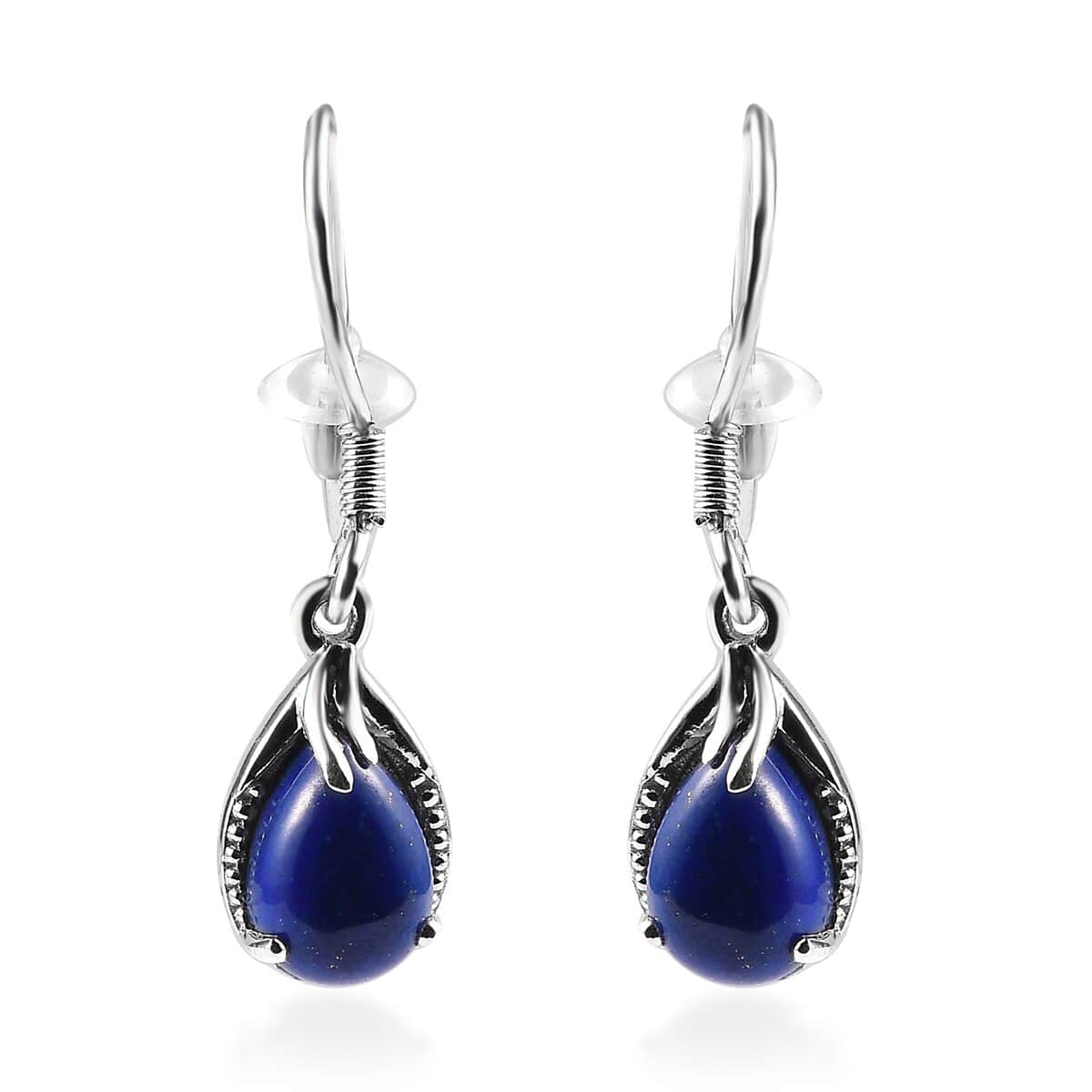 Lapis Lazuli Drop Earrings in Platinum Over Sterling Silver 5.00 ctw image number 0