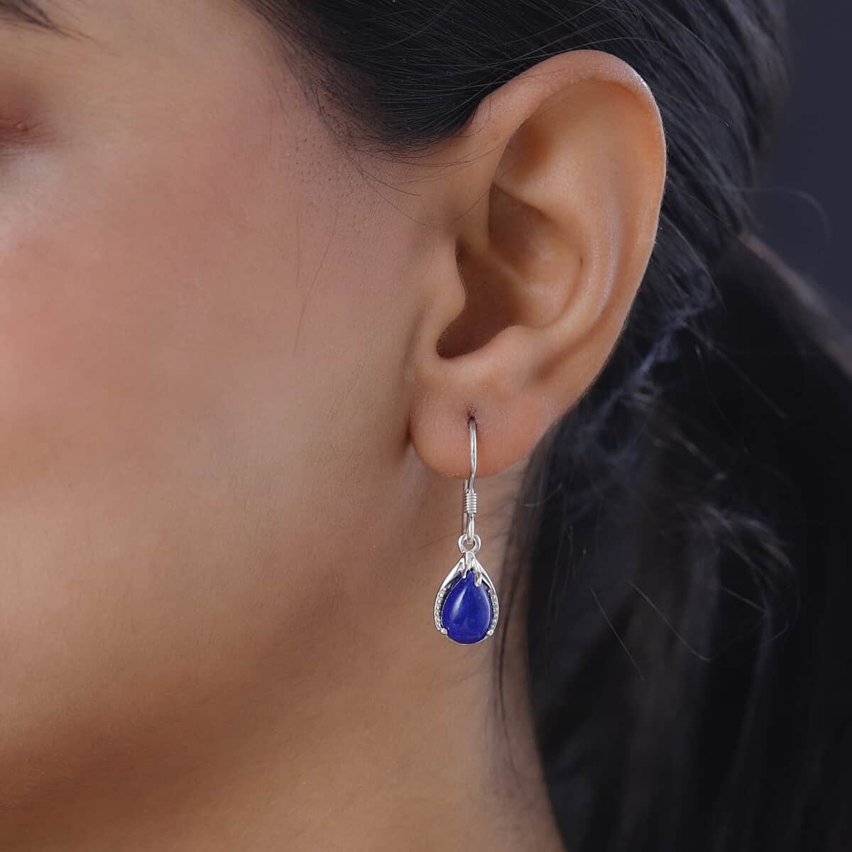 Lapis Lazuli Drop Earrings in Platinum Over Sterling Silver 5.00 ctw image number 1
