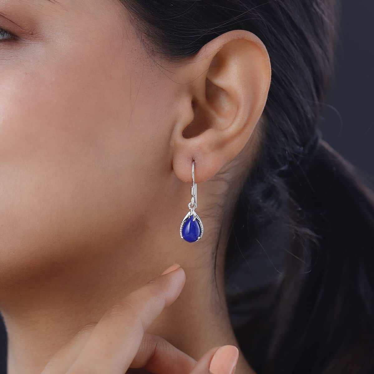 Lapis Lazuli Drop Earrings in Platinum Over Sterling Silver 5.00 ctw image number 2