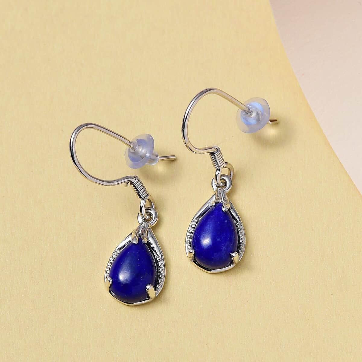 Lapis Lazuli Drop Earrings in Platinum Over Sterling Silver 5.00 ctw image number 4