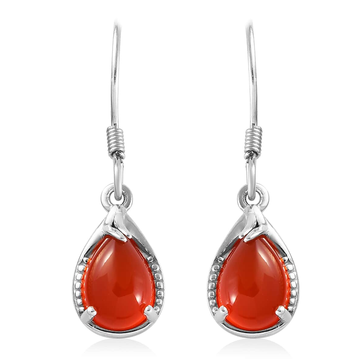 Carnelian hot and Fine Silver Drop Earrings